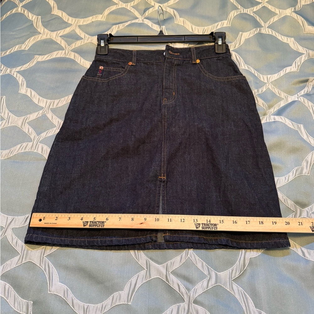 VTG Authentic GUESS Women's Press Denim Blue Skirt. Size 16 (Waist 14”). - Picture 9 of 11
